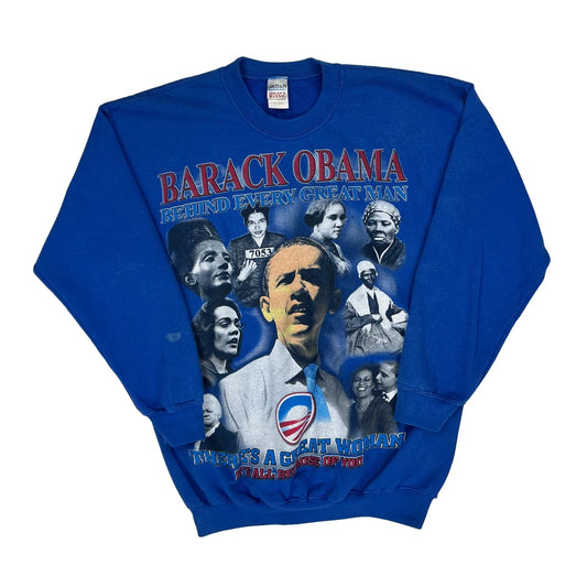 Obama For President Gildan Graphic Sweatshirt - Large Blue Cotton Blend