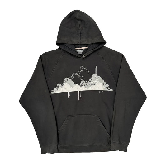 Cloud Design Nike Graphic Hoodie - Large Black Cotton