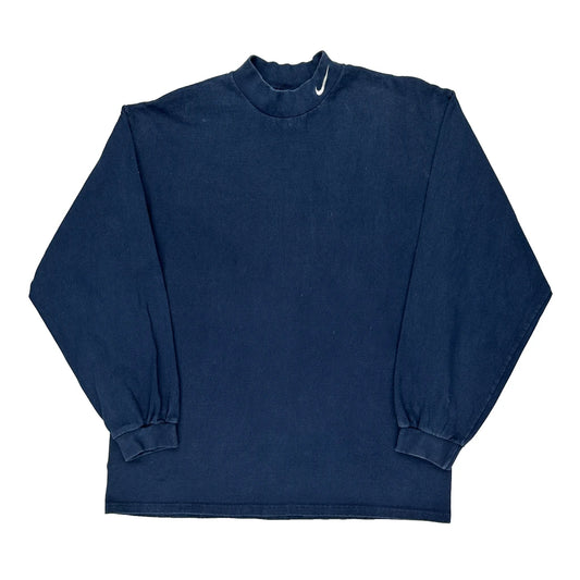 Made In USA Nike Long Sleeve T-Shirt - Large Navy Cotton