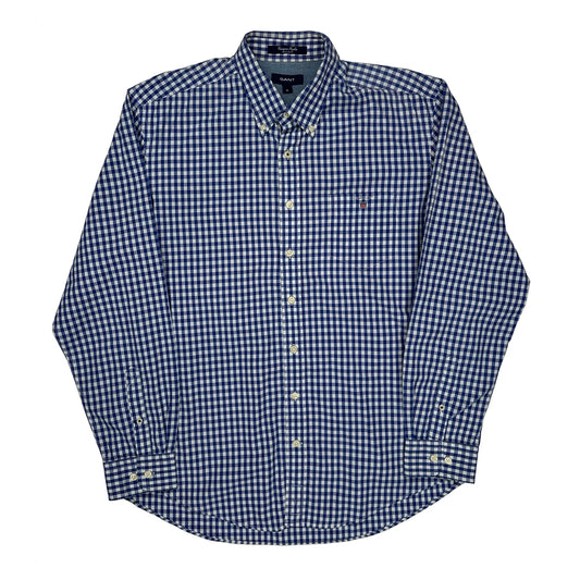 Vintage Gant Checked Shirt - XL Blue Cotton