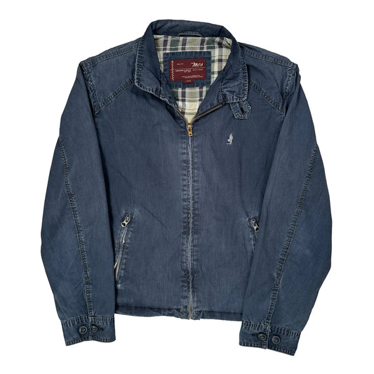 Marlboro Classics Checked Harrington Jacket - Large Blue Cotton