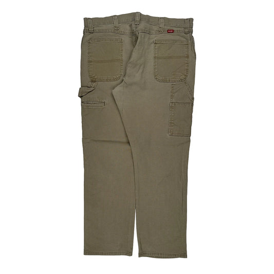 Wrangler Carpenter Trousers - 38W 32L Khaki Cotton