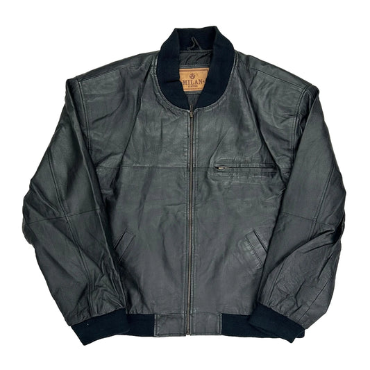 Milan Leather Jacket - Large Black Leather