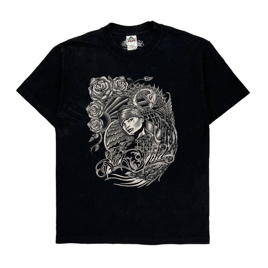 Alstyle Graphic T-Shirt - Medium Black Cotton