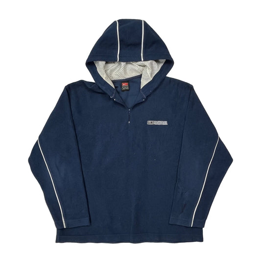 Vintage Basketball Nike Spellout Hoodie - Large Navy Polyester