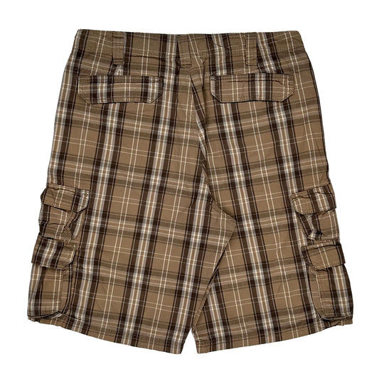 Lee Checked Cargo Shorts - 34W 11L Brown Cotton