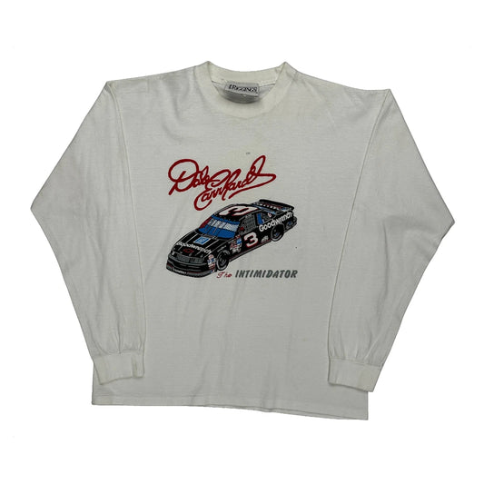 Vintage The Intimidator J Riggins Nascar Long Sleeve T-Shirt - Medium White Cotton