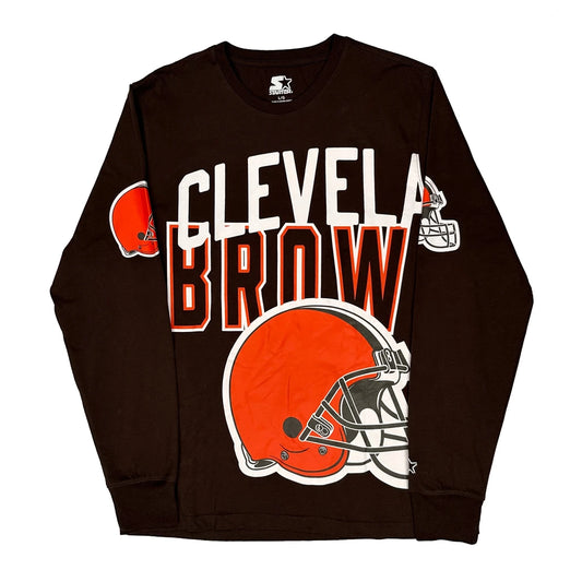 Vintage Cleveland Browns Starter Nfl Long Sleeve T-Shirt - Large Brown Cotton