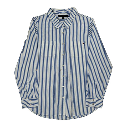 Vintage Tommy Hilfiger Striped Shirt - Large Blue Cotton