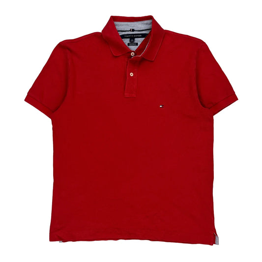 Tommy Hilfiger Polo Shirt - Large Red Cotton