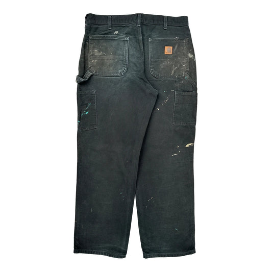 Carhartt Double Knee Carpenter Trousers - 34W 30L Black Cotton