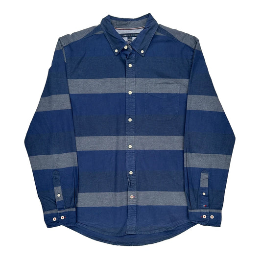 Tommy Hilfiger Striped Shirt - Large Blue Cotton