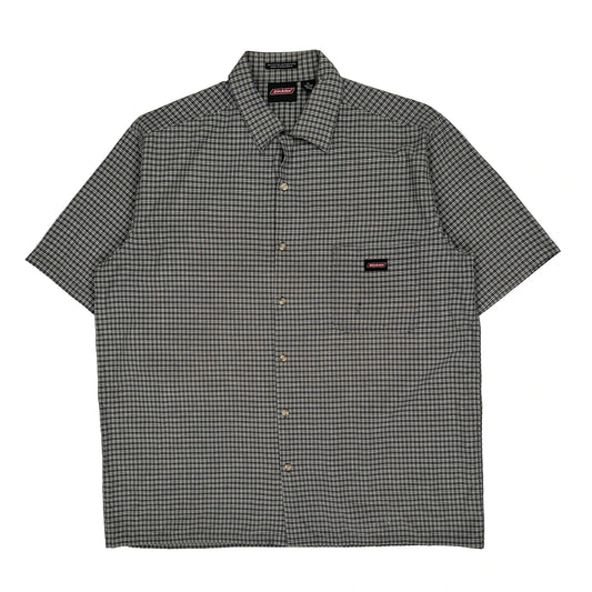 Dickies Checked Short Sleeve Shirt - XL Grey Cotton Blend