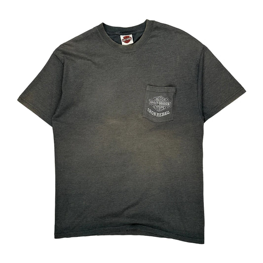 Iron Rebel Harley Davidson Graphic T-Shirt - Large Grey Cotton Blend