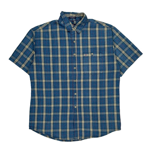 Dickies Checked Short Sleeve Shirt - Large Beige Cotton