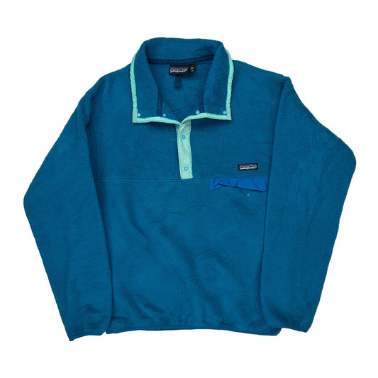 Made In USA Patagonia Collared Fleece - Medium Blue Polyester