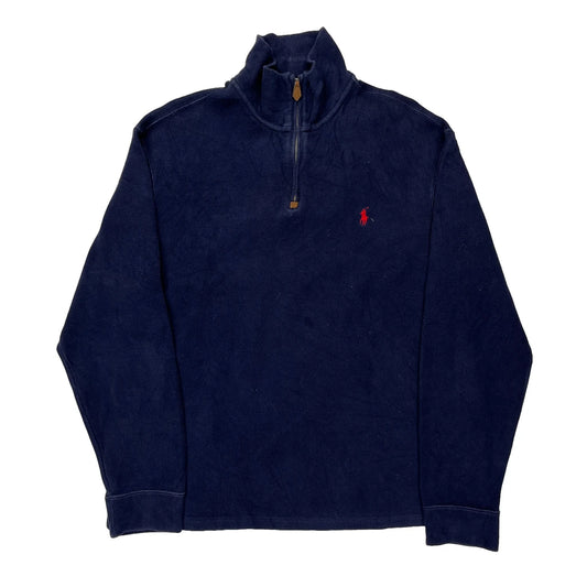 Polo By Ralph Lauren 1/4 Zip - Large Navy Cotton