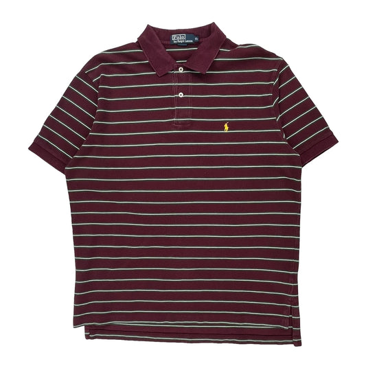 Polo By Ralph Lauren Striped Polo Shirt - XL Burgundy Cotton