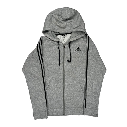Adidas Hoodie - Large Grey Cotton Blend