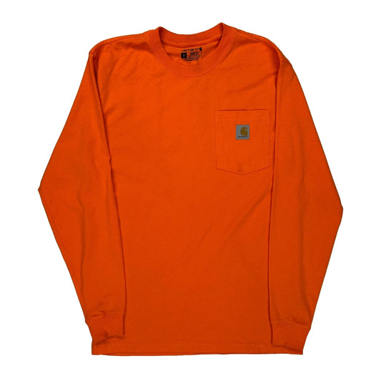Loose Fit Carhartt Long Sleeve T-Shirt - Small Orange Cotton