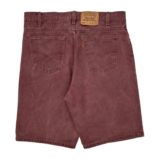 Relaxed Fit Levis Denim Shorts - 36W 10L Burgundy Cotton