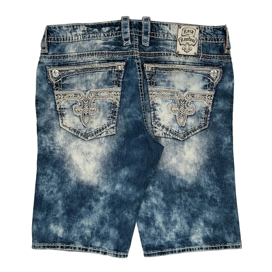 Rock Revival Denim Shorts - 42W 14L Acid Wash Cotton Blend