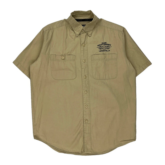 Lafayette, La Harley Davidson Short Sleeve Shirt - Small Beige Cotton