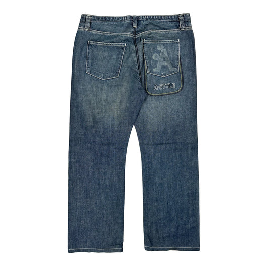 A-Style Hip Hop Jeans - 36W 30L Blue Cotton