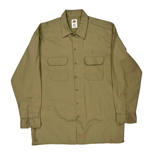 Dickies Shirt - XL Khaki Polyester Blend