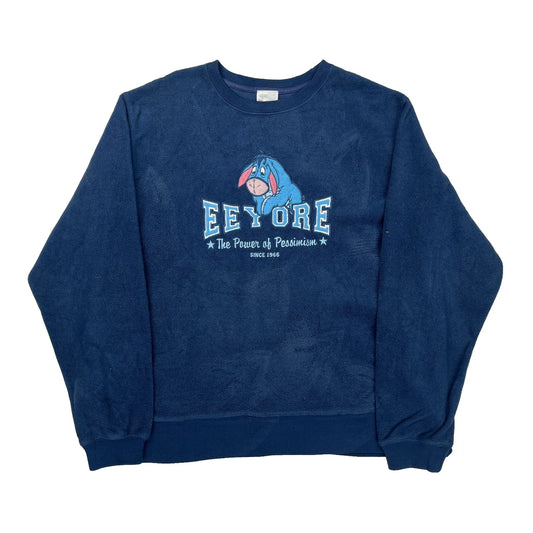 Eeyore Character Disney Cartoon Sweatshirt - Large Blue Polyester