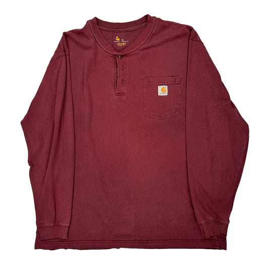 Carhartt Long Sleeve T-Shirt - XL Burgundy Cotton