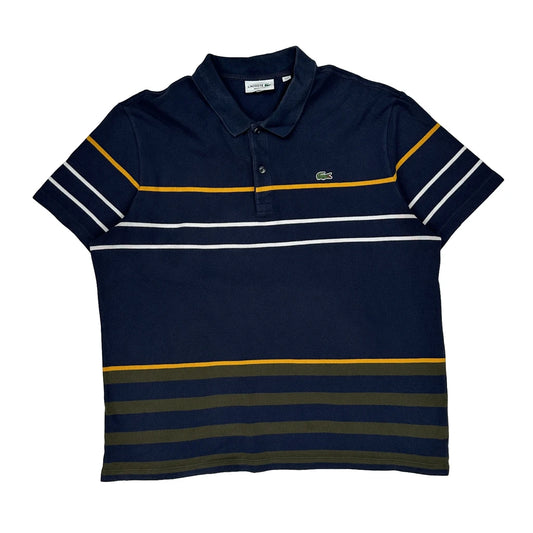 Lacoste Striped Polo Shirt - 3XL Navy Cotton