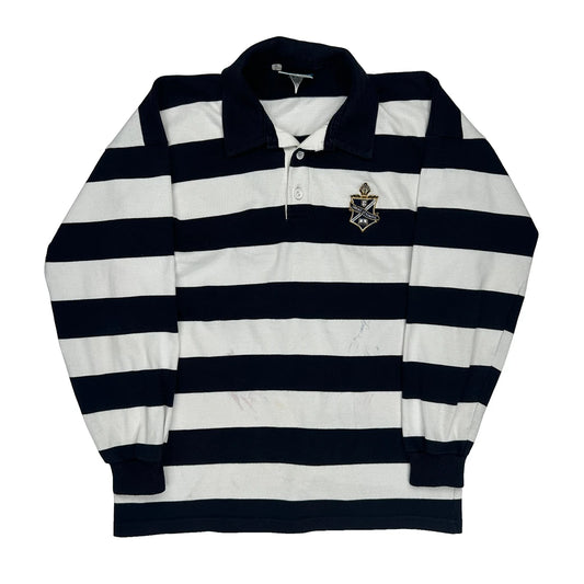 Noone Striped Rugby Shirt - Large Black & White Cotton