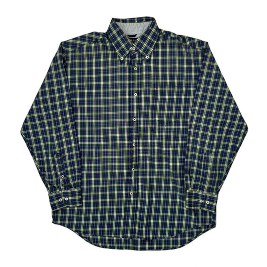 Vintage Tommy Hilfiger Checked Shirt - Medium Blue Cotton