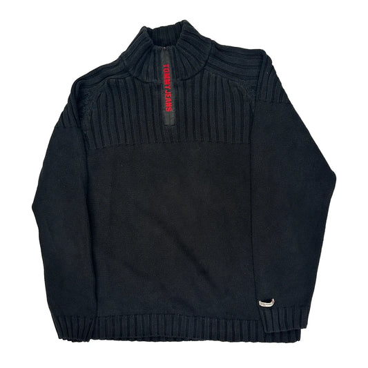 Tommy Jeans 1/4 Zip - Medium Black Cotton