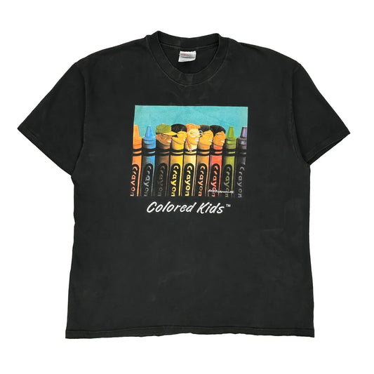 Vintage Rene Dickinson Colored Kids Hanes Single Stitch T-Shirt - XL Black Cotton