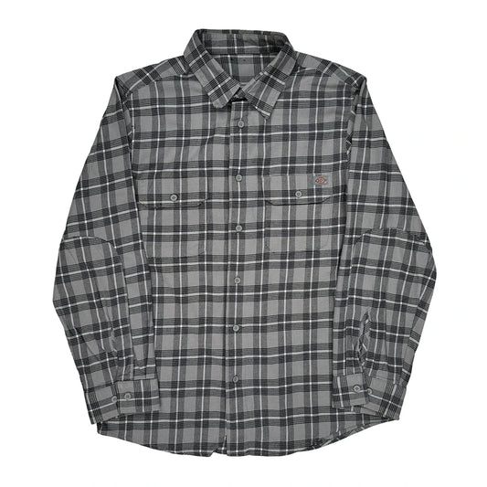 Dickies Checked Flannel Shirt - XL Grey Cotton