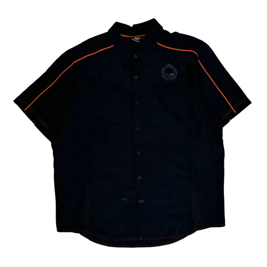 Vintage Genuine Motorclothes Harley Davidson Graphic Short Sleeve Shirt - 2XL Black Polyester