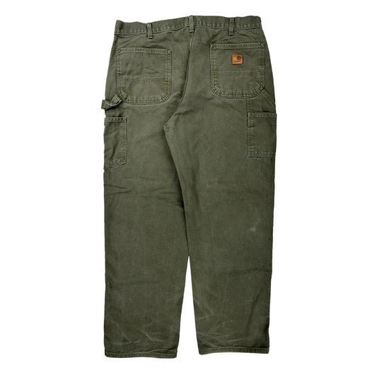 Carhartt Double Knee Carpenter Trousers - 38W 32L Green Cotton