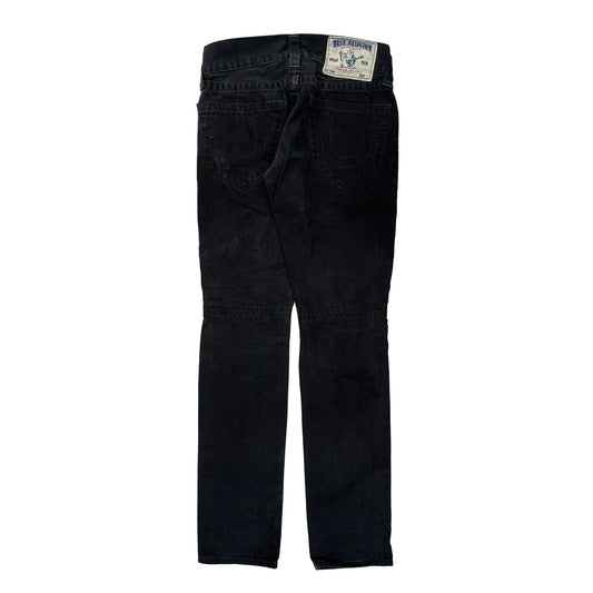 True Religion Double Knee Jeans - 28W UK 8 Black Cotton