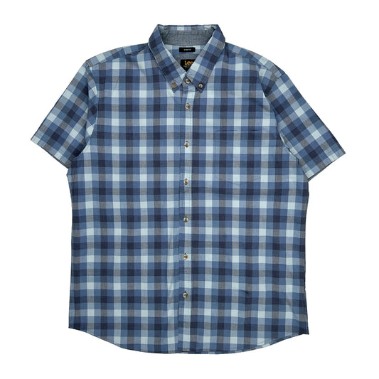 Lee Checked Short Sleeve Shirt - XL Blue Cotton