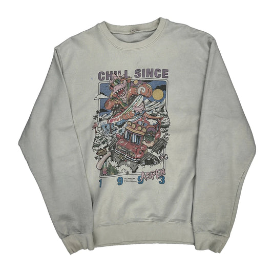 Aspen Aspen Gold Graphic Sweatshirt - Large Cream Cotton