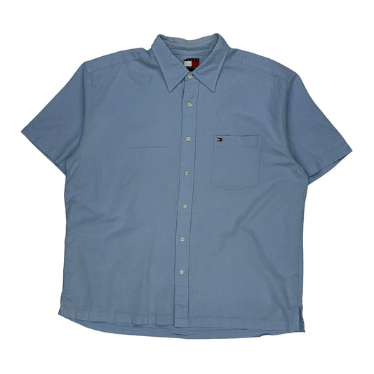 Vintage Tommy Hilfiger Short Sleeve Shirt - XL Blue Cotton