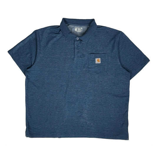 Carhartt Polo Shirt - 2XL Blue Cotton