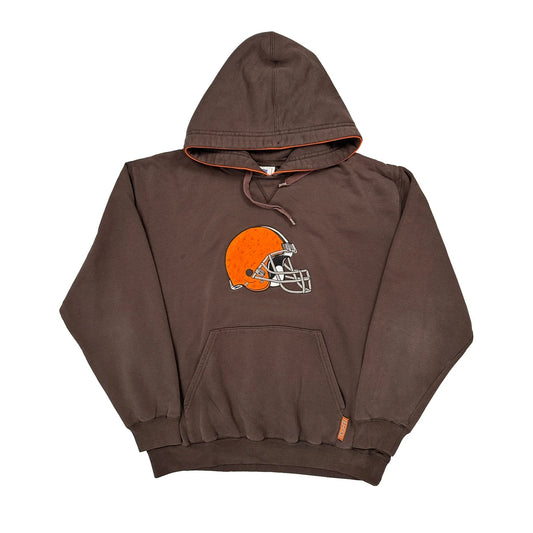 Vintage Cleveland Browns Nfl Football Hoodie - Medium Brown Cotton Blend