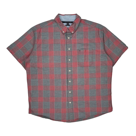 Tommy Hilfiger Checked Short Sleeve Shirt - 2XL Grey Cotton