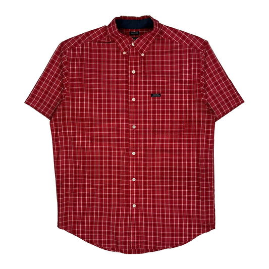 Chaps Ralph Lauren Checked Short Sleeve Shirt - Medium Red Cotton