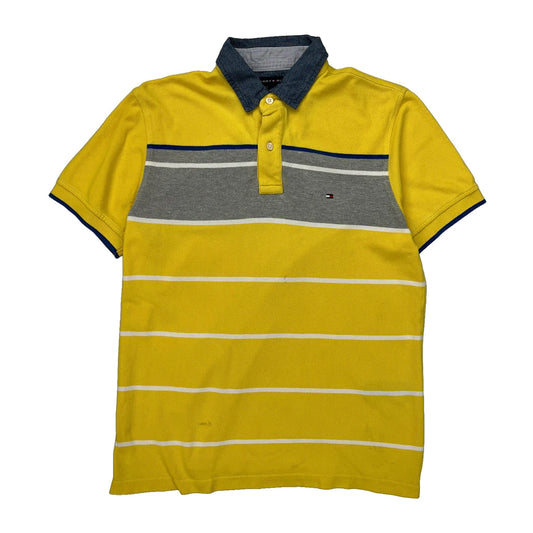 Tommy Hilfiger Striped Polo Shirt - Small Blue Cotton