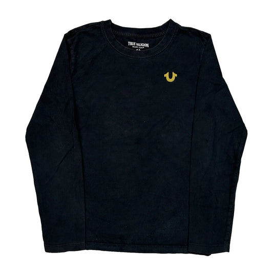 True Religion Graphic Long Sleeve T-Shirt - Medium Black Cotton