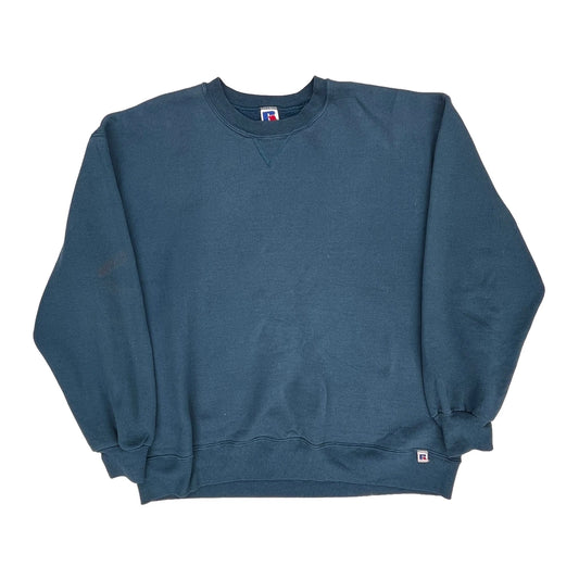 90S Blank Made In USA Russell Athletic Sweatshirt - XL Blue Cotton